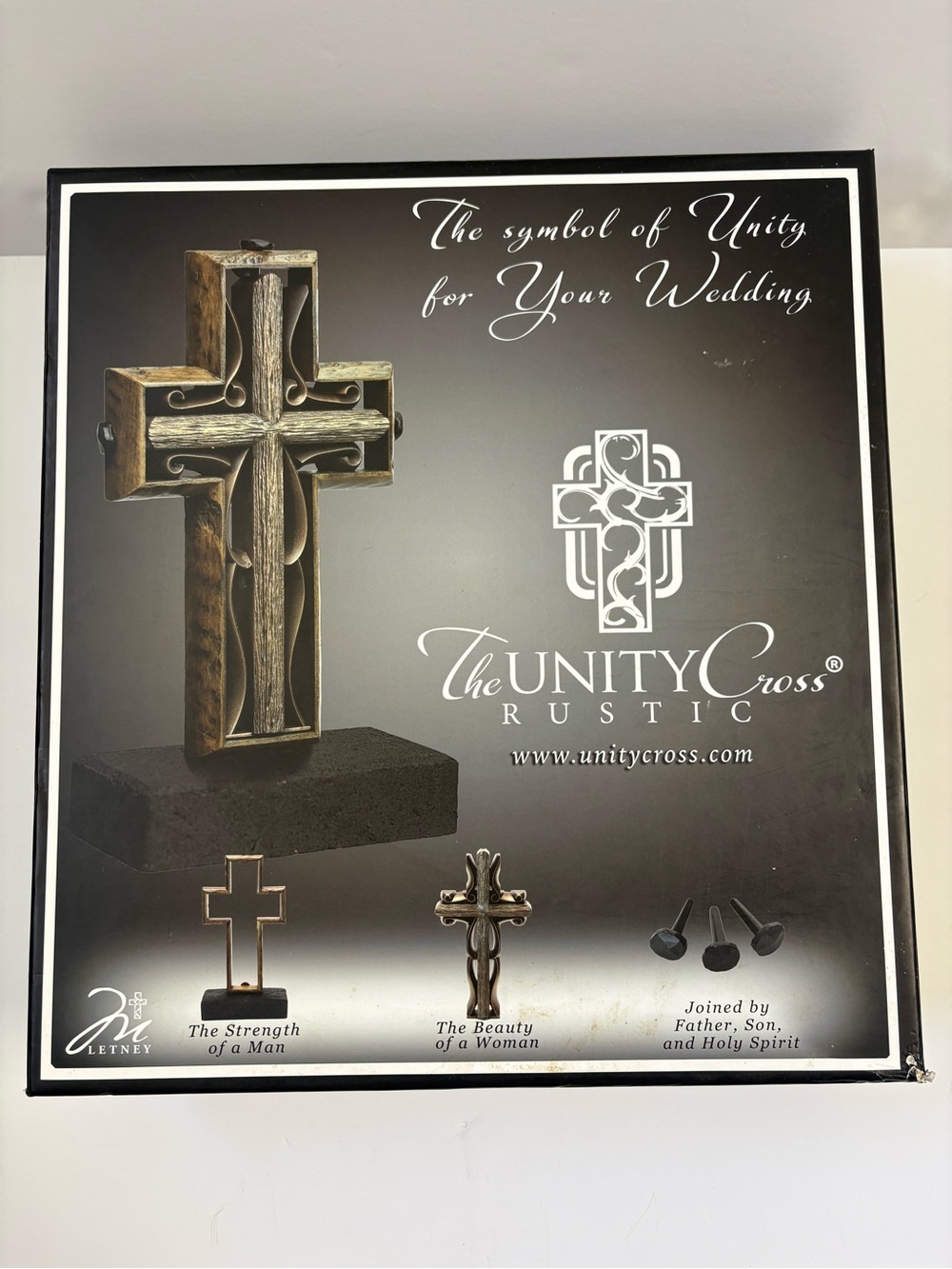 The Unity Cross Rustic Beech & Bronze Wedding Ceremony Sculpture New Open Box